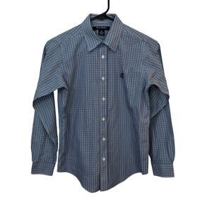 Brooks Brothers Boys Shirt Size Medium Blue Checkered Long Sleeve‎ Button Down